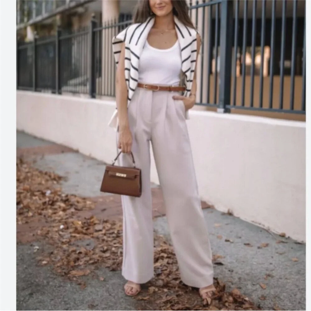 Abercrombie & Fitch Sloane Tailored Wide Leg Pant NWT Taupe Sz 26/2 - Picture 3 of 16